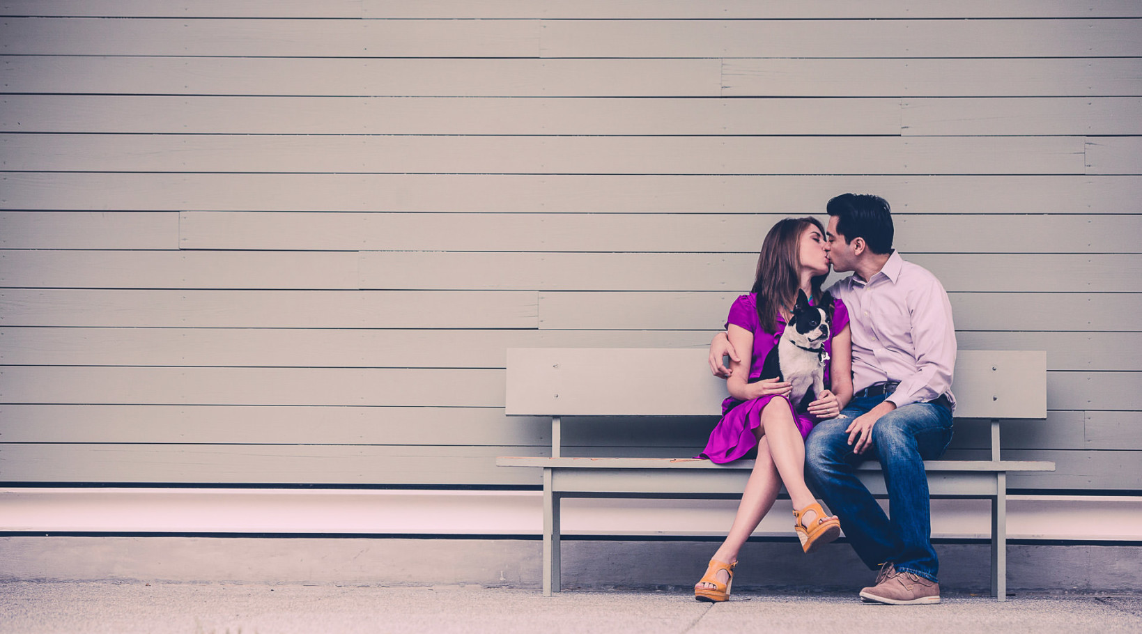 houston engagement session at menil museum with dog by steve lee photography