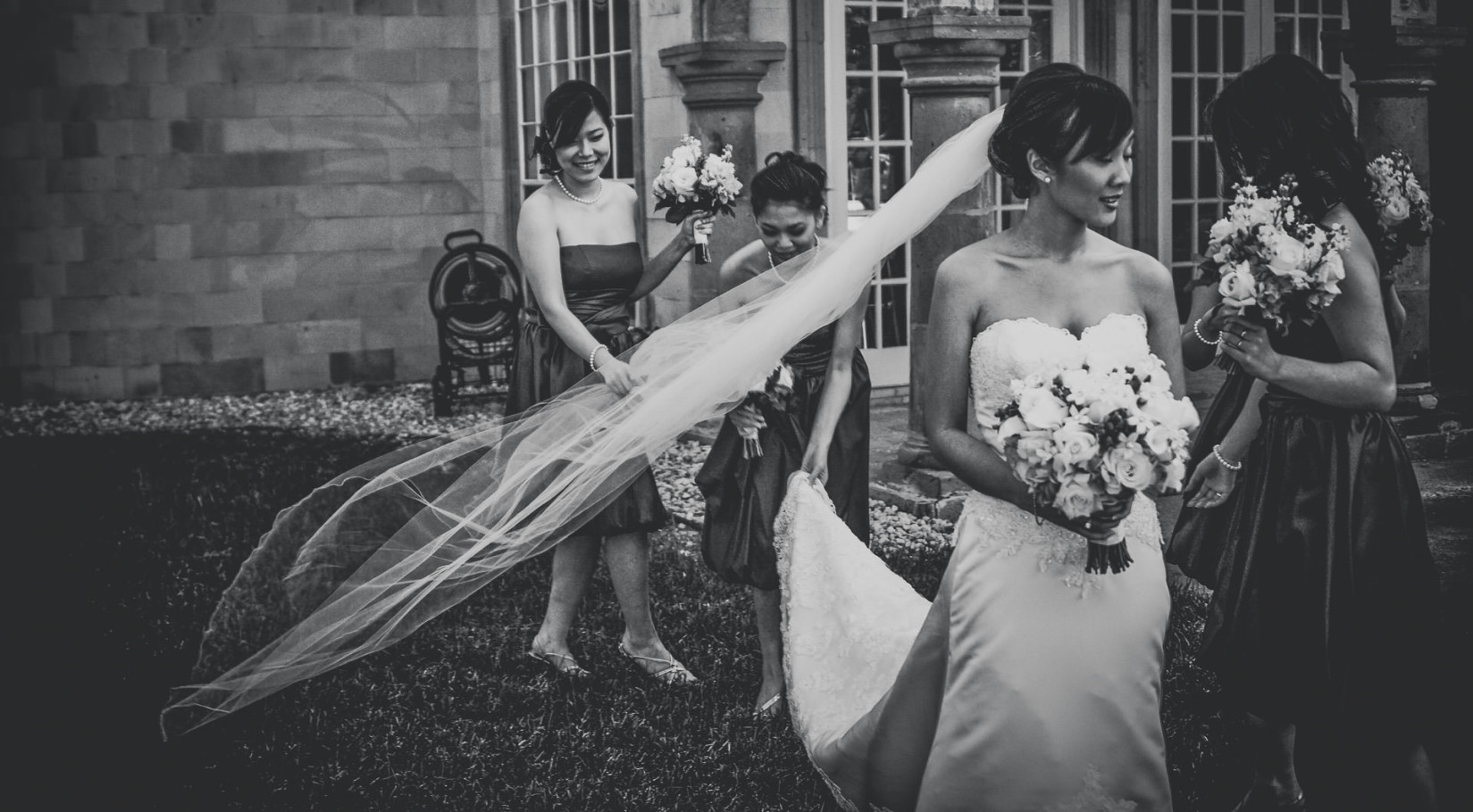 houston wedding by steve lee photography bride veil flying