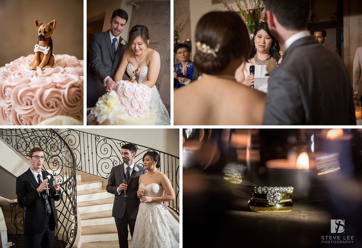 stal houston wedding at bell tower on 34th toasts and cake by steve lee photography
