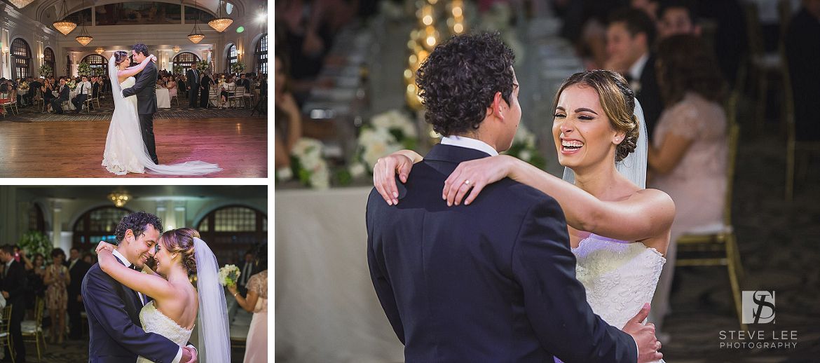 Nieto houston wedding reception first dance at crystal ballroom by steve lee photography